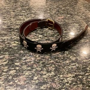 Smathers and Branson 36” Needlepoint Belt. Black & White Skull & Crossbones
